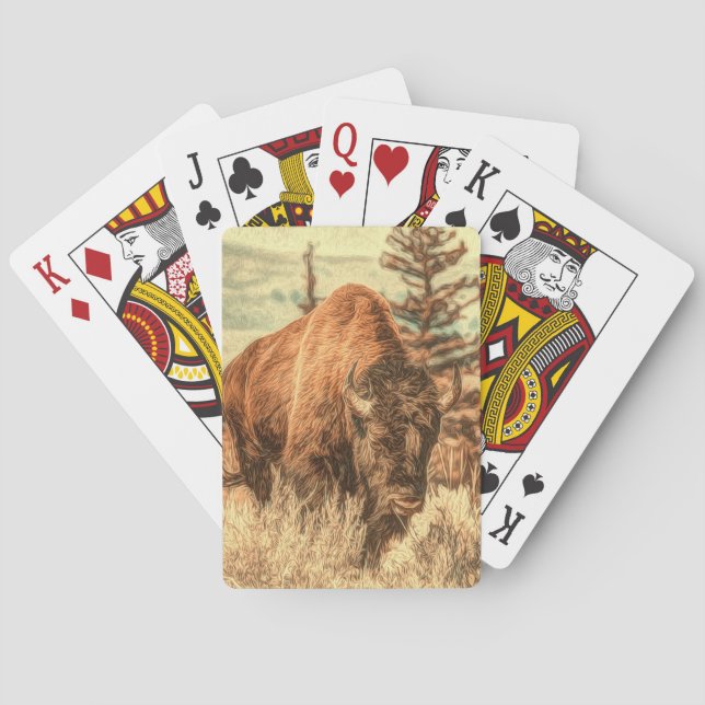 Wild Woodland Bison Poker Cards (Back)