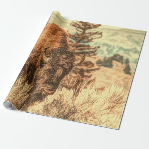 Wild Woodland Bison Wrapping Paper