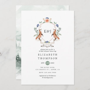 Wild Woodland Laurel Crest Monogram Bridal Shower Invitation