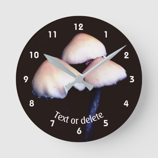 Wild Woodland Mushrooms Nature Personalized  Round Clock (Front)