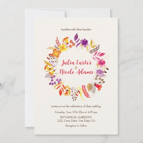 Wild Wreath Blush Spring Fall Flower Wedding Invitation