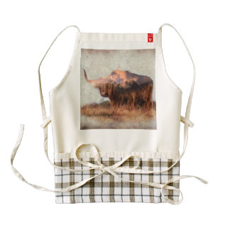 Wild yak - Yak nepal - double exposure art - ox Zazzle HEART Apron