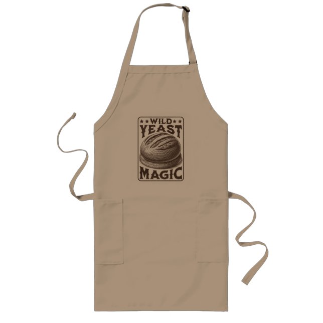 Wild Yeast Magic Sourdough Bread Baking Enthusiast Long Apron (Front)