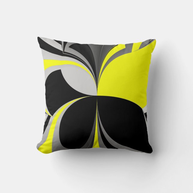 wild yellow black abstract throw pillow (Front)