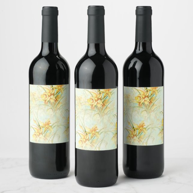 Wild Yellow Flowers Wine Label (Bottles)