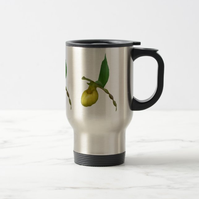 Wild Yellow Lady Slipper Flower Photo Travel Mug (Right)