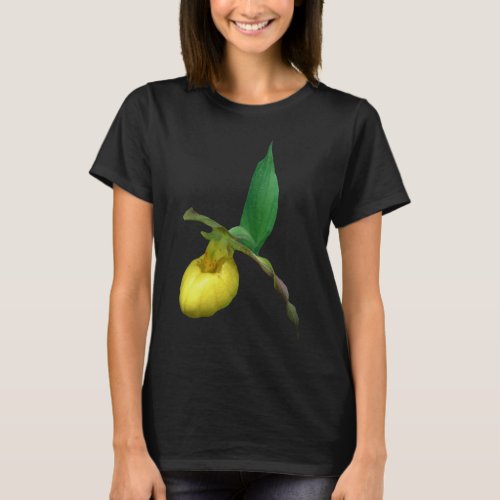 Wild Yellow Lady Slipper Orchid Flower T_Shirt