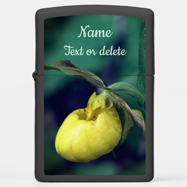 Wild Yellow Lady Slipper Orchid Personalized Zippo Lighter (Front)