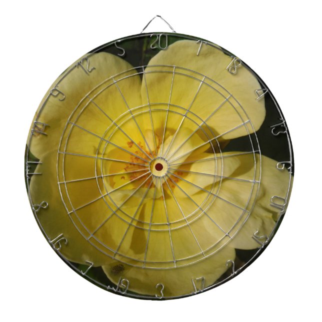 Wild Yellow Rose Dartboard With Darts (Front)