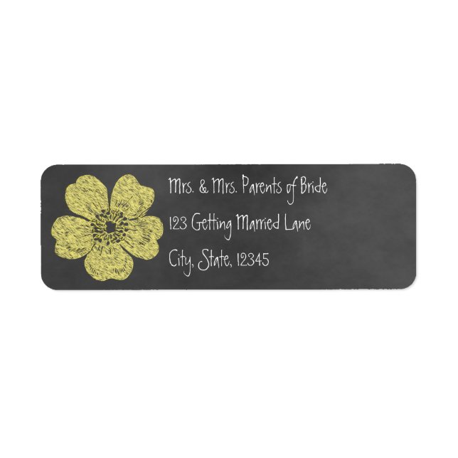 Wild Yellow Roses Chalkboard Avery Label (Front)