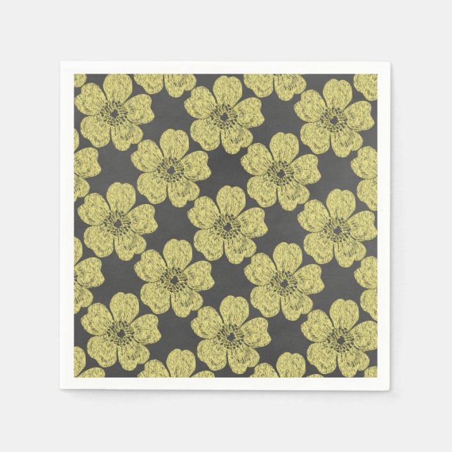 Wild Yellow Roses Chalkboard Napkins (Front)