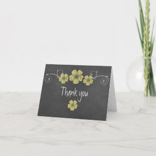 Wild Yellow Roses Chalkboard Thank You Note Card