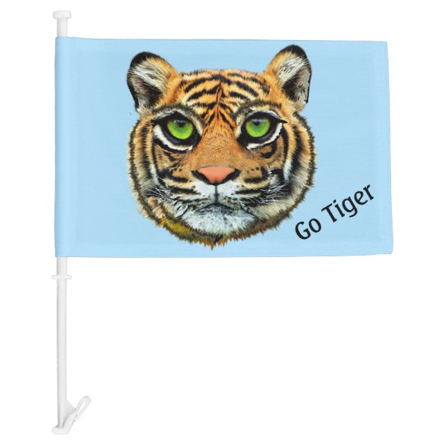 Wild Young Tiger Face & Calligraphy Car Flag (Front)
