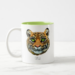 Wild Young Tiger Face & Calligraphy Coffee Mug