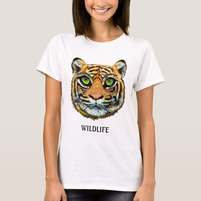 Wild Young Tiger Face & Calligraphy T-Shirt (Front)