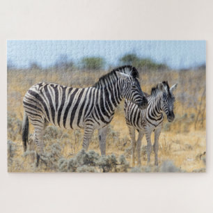 Wild Zebra Mother & Baby Nature Safari Jigsaw Puzzle