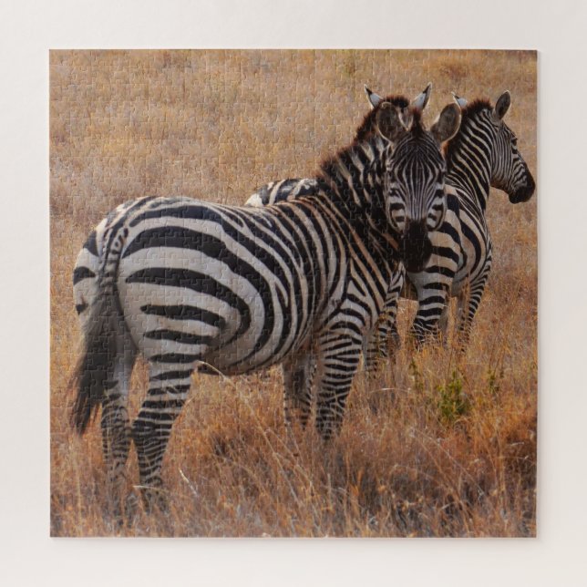 Wild Zebra on African Plain Jigsaw Puzzle (Vertical)