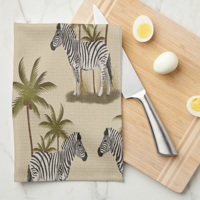 Wild Zebra & Palm Trees Kitchen Towel (Quarter Fold)