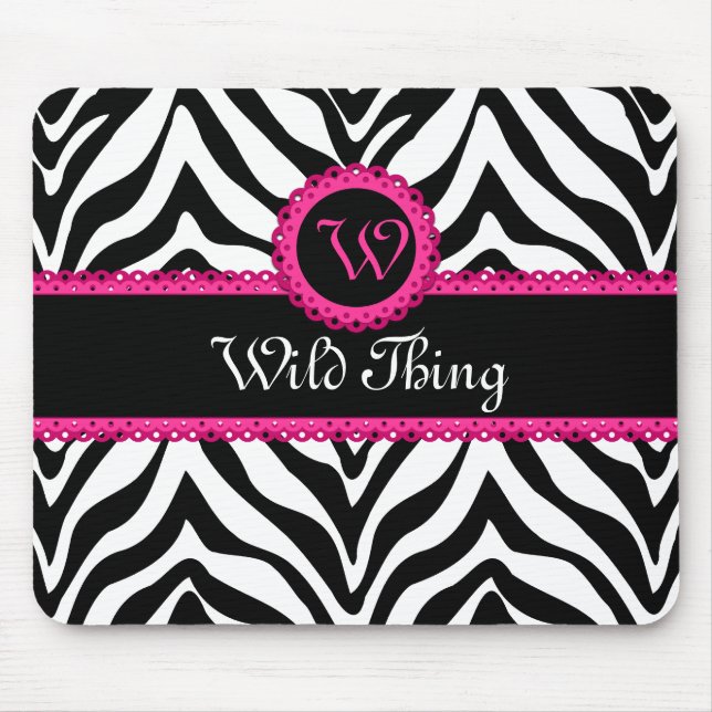 Wild Zebra Pattern and Lace Personalized Mouse Pad (Front)