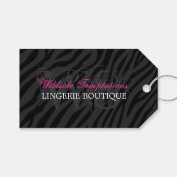 Wild Zebra Print Grey Black Hot Pink Lips Tags by colourfuldesigns at Zazzle