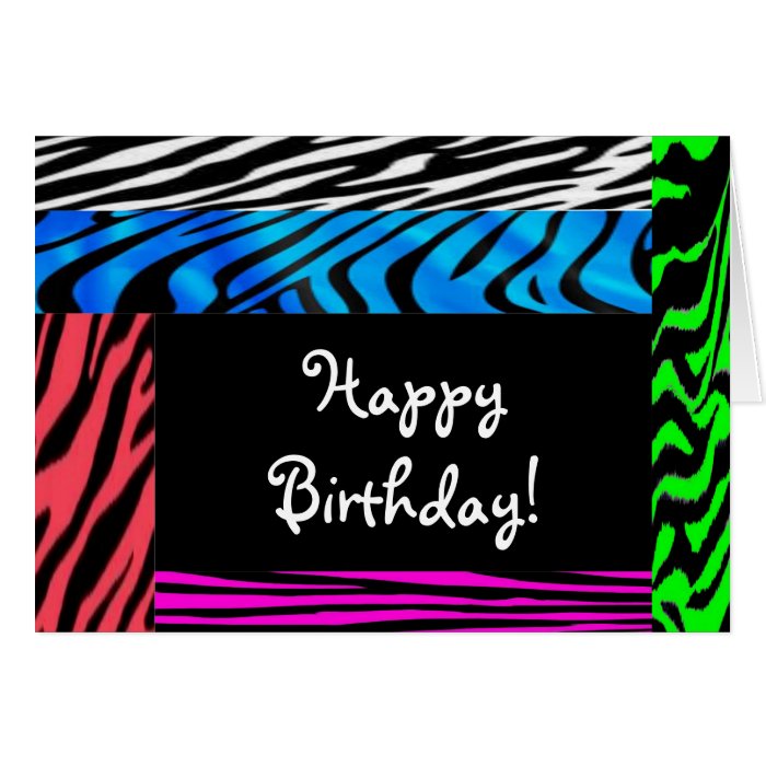wild zebra print happy birthday card