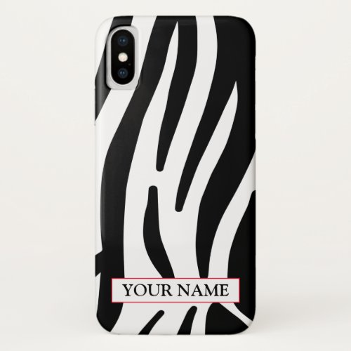 Wild Zebra Print with Name Case_Mate iPhone Case