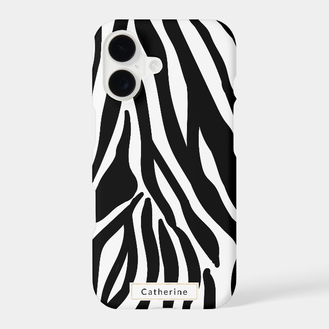 Wild Zebra Print with Name Iphone Case (Back)