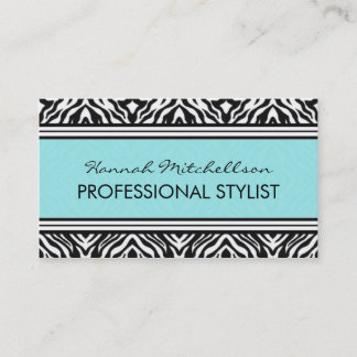Wild Zebra Professional Business Cards Teal