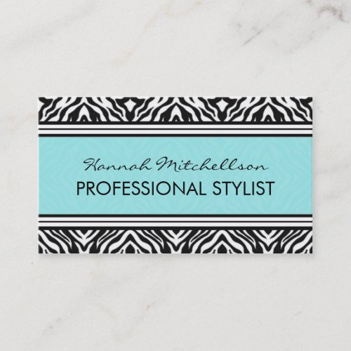 Wild Zebra Professional Business Cards Teal