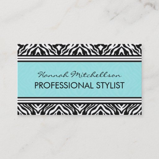 Customizable Wild Zebra Professional Business Cards Teal
