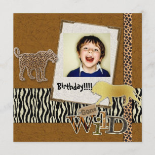 Wild Zebra Safari Zoo Birthday Photo Invitation
