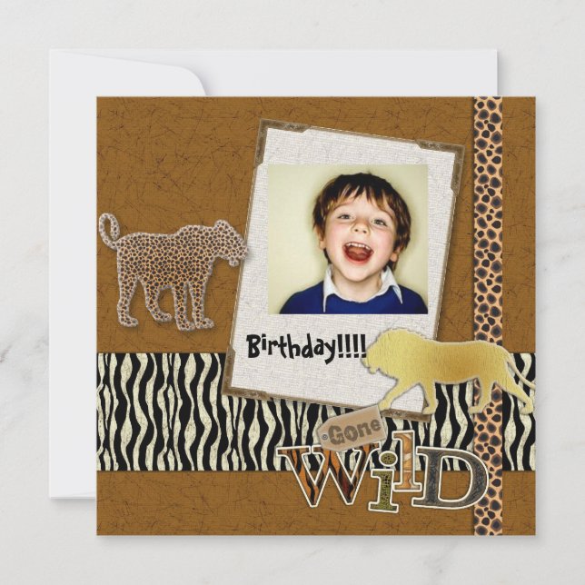 Wild Zebra Safari Zoo Birthday Photo Invitation (Front)