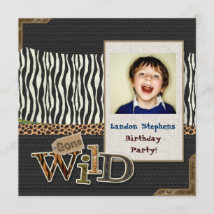 Wild Zebra Safari Zoo Birthday Photo Invitation