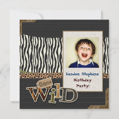 Wild Zebra Safari Zoo Birthday Photo Invitation