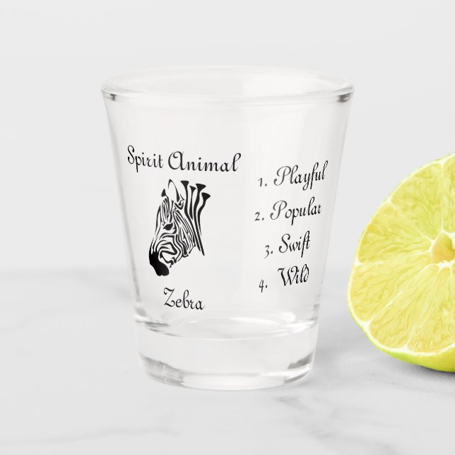 Wild Zebra Spirit Animal Shot Glass (Front)