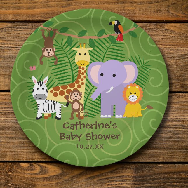 Wild Zoo Animal Jungle Safari Baby Shower Paper Plates (Creator Uploaded)