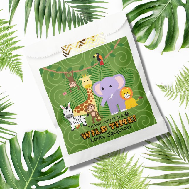 Wild Zoo Animal Jungle Safari Birthday Thank You Favor Bag (Creator Uploaded)
