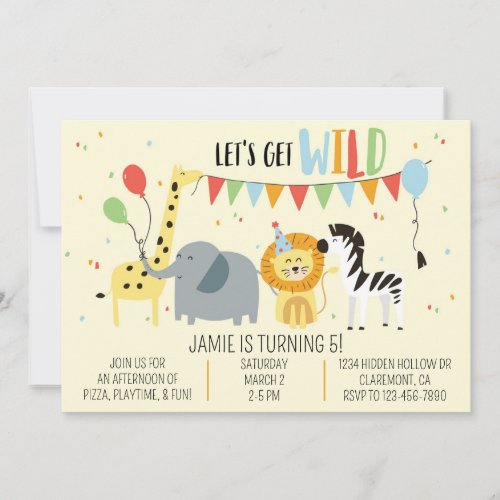 Wild Zoo Party Animals Birthday Invitation