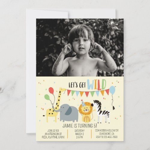 Wild Zoo Party Animals Birthday Photo Invitation