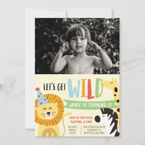 Wild Zoo Party Animals Birthday Photo Invitation