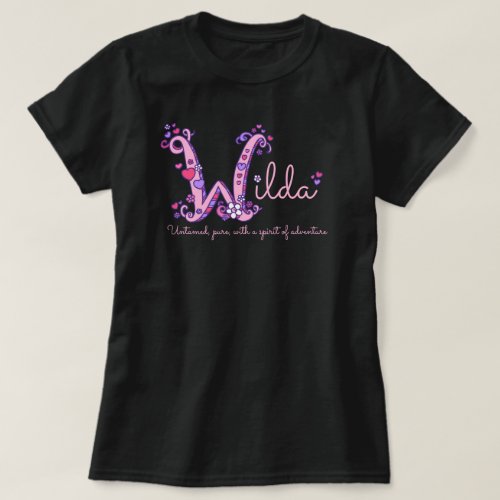 Wilda girls name meaning W monogram hearts T_Shirt