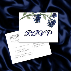 Wildbloom Classic Blue Bohemian Entree Response Invitation Postcard