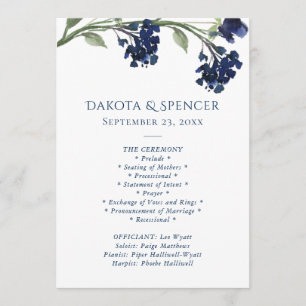 Wildbloom   Classic Blue Bohemian Garden Ceremony Program
