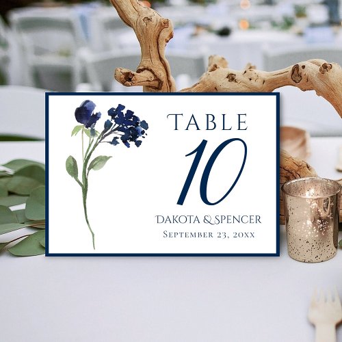 Wildbloom  Classic Blue Bohemian Garden Flowers Table Number