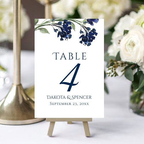 Wildbloom  Classic Blue Bohemian Garden Flowers Table Number