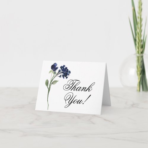 Wildbloom  Classic Blue Bohemian Garden Flowers Thank You Card