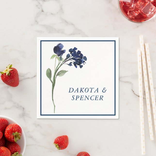 Wildbloom | Classic Blue Bohemian Garden Wedding Napkins (Insitu)