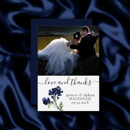 Wildbloom  Classic Blue Bohemian Photo Love and Thank You Card