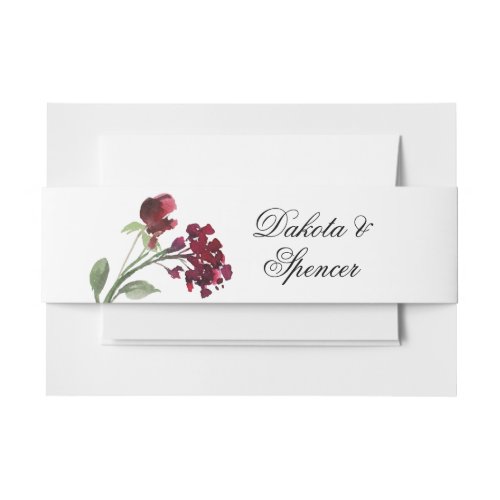 Wildbloom  Crimson Red Bohemian Floral Invitation Belly Band