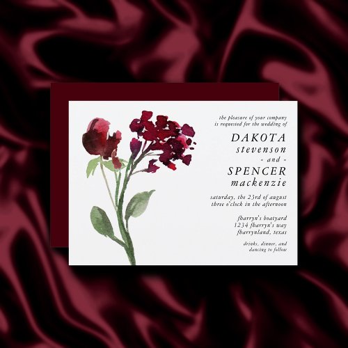 Wildbloom  Crimson Red Bohemian Flowers Wedding Invitation